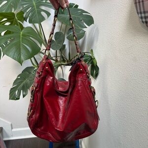 RARE Coach 12736 Zoe Editorial Red Patent XL Hobo Bag